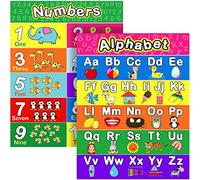 Extra Large Preschool Educational Learning Posters for Kids Toddlers, Nursery Homeschool Pre-K Kindergarten Classroom Decoration, 12 x 17 Inch (2 Pieces, Alphabet, Number 1-10)