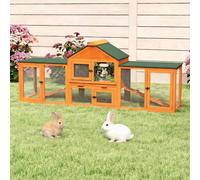 Extra Large Rabbit Hutch Bunny Cage Indoor, 207 x 47 x 82 cm Easy to Assemble and Durable with Cleaning Tray & Waterproof Roof for Small & Medium Bunny Rabbit Duck Chick