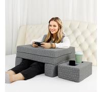 Extra Large Reading & Gaming Pillow with Coaster,Adjustable Laptop Desk Pillow for Reading,Gaming,Working,Writing,Lap Desk,Arm Rest Pillow for Adult Playing Switch or Sitting in Bed,Floor,Sofa(Grey)