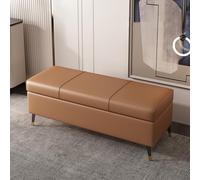 Extra Large Rectangular Leather Ottoman Storage Bench for Bedroom - Upholstered End of Bed Seat with Safety Hinge & Metal Legs 39.4 x 15.7 x 17.7 Inches