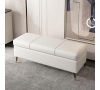 Extra Large Rectangular Leather Ottoman Storage Bench with Safety Hinge Upholstered Bedroom Bench for End of Bed Metal Legs 39.4x15.7x17.7 Inches