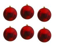 Extra LARGE Red Baubles 14cm Shatterproof Christmas Tree Hanger Decorations x 6
