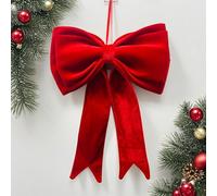 Extra Large Red Christmas Bows, 63 x 48 cm Velvet Ribbon Bows Gift Wrapping, Charming Crafts Bow for Christmas New Year Wedding Valentine's Day Hanging Decor (Red)