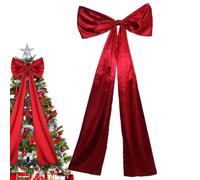 Extra Large Red Satin Bow Christmas Tree Topper with Long Streamers, Decorative for Trees, Stairs, Railings, Arches