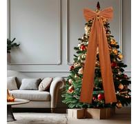 Extra Large Red Velvet Christmas Tree Topper Bow - 50x180CM Bow with Long Streamers for Wreath Holiday Wall Backdrop Birthday Wedding Party Decor (Brown, 180CM)