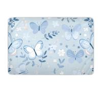 Extra Large Resuable Changing Pad Covers Cute Pastel Blue Butterflies and Flowers Water Resistant Diaper Changing Pad Non-Slip Toddler Bedding Products for Infant Baby 34" × 52"