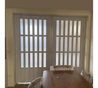 Extra Large Retractable Screen Door, White Folding Double Sliding Doors, Multifold Concertina Gate Partition for Indoor Kitchen Barn