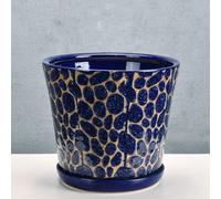 Extra Large Retro Blue Stone Pattern Planter - Vintage Chinese Style Ceramic Flower Pot for Succulents Cacti & Bonsai - 15.5CM Outdoor Garden Container