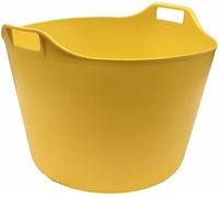 Extra Large Robust Versatile Multipurpose Flexi Tub Plastic Storage Container Laundry Basket/Feeding Bucket Polyethylene Flexi Tub - (YELLOW, 75L)
