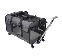 Extra Large Rolling Pet Carrier with Wheels, Adjustable Straps and Telescoping Handle, Foldable Soft-Sided Pet Crate, 40-lb Load-Bearing, Suitable for Large Cats or Two Small Cats (Dark Gray)