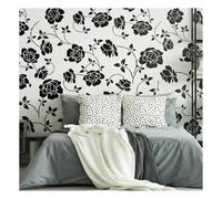 Extra Large Rose Vine Border Painting Stencil, Reusable Plastic Romantic Vintage Wall Template for Bedroom Wedding Backdrop Furniture Home Decor(M 86cmX35cm)