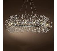 Extra Large Round Crystal Chandelier, Ceiling Suspended Ceiling Light, Diameter 120cm, 16 Lamps (Silver)