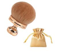 Extra Large Round Kabuki Self Tanner Brush, Wide 3.2 Inch Head Body Bronzer & Foundation Applicator for Leg Arm Chest Makeup, Vegan Shed-Free Body Tan Brush with Storage Drawstring Pouch （Gold）