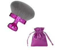 Extra Large Round Kabuki Self Tanner Brush, Wide 3.2 Inch Head Body Bronzer & Foundation Applicator for Leg Arm Chest Makeup, Vegan Shed-Free Body Tan Brush with Storage Drawstring Pouch (Purple）