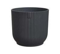 Extra Large Round Planter Pot 47cm Anthracite Plastic Ribbed Watertight Indoor