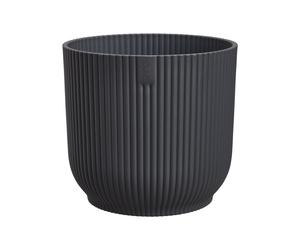 Extra Large Round Planter Pot 47cm Anthracite Plastic Ribbed Watertight Indoor