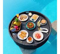 Extra Large Round Rattan Floating Pool Tray - Ideal Buffet & Drink Holder For Water Parties, Suitable for Breakfast & Snacks, 60Cm Diameter, Durable & Stylish Design