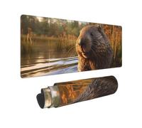 Extra Large Rubber Keyboard Pad 11.8x31.5in Gaming Mouse Pad Non-Slip Washable Mousemat Beaver working2 Print