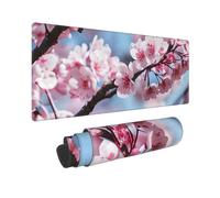 Extra Large Rubber Keyboard Pad 11.8x31.5in Gaming Mouse Pad Non-Slip Washable Mousemat Tempting Cherry Blossoms Print