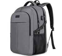 Extra Large Rucksack for Men 50L,Water Resistant 17.3 inch Travel Laptop Backpack Work Bag with USB Charging Port,Anti Theft Big Business Computer Backpack for Men Women College School-Grey