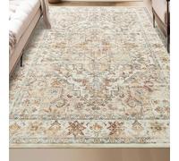Extra Large Rugs,Beige cream white red distressed floral vintage Home Decor,Beige,200 x 350 cm, Washable Rug for Living Room Farmhouse Home Decoration Aesthetic Carpet