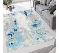 Extra Large Rugs for Living Room,Navy Blue Grey White Yellow Abstract Teal,Multicolour,200 x 300 cm, Contemporary Rug Home Decoration Carpet for Lounge Bedroom Dining Room Office,