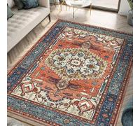 Extra Large Rugs,Multicoloured Vintage Classic Oriental Traditional Printed Pattern Home Decor,Orange,200 x 400 cm, Washable Rug for Living Room Farmhouse Home Décor Floor Carpets