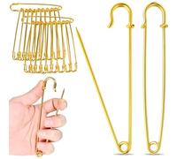 Extra Large Safety Pins Heavy Duty, 5 in Gold Big Safety Pins, 20 PCS Giant Safety Pin for Clothes, Diaper, Blankets, Leather, Canvas, Decorativeions (2, Gold)