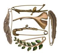 Extra Large Safety Pins Retro Safety Pins for Clothes - Vintage Brooches and Pins for Women, Ginkgo Leaf Brooch Pins with Elegant Silver & Bronze, Perfect for Daily Wear & Gifts (Bronze)