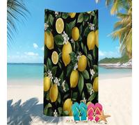 Extra-Large Sand-Free Beach Towel - 80x160 cm Fresh Lemon Print Quick-Dry Travel Towel• Ultra-Absorbent Pool Towels • Lightweight Soft Green Beach Essentials for Travel, Holiday