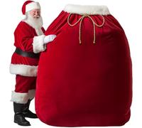 Extra Large Santa Gift Bag, 1.8m*1.45m Jumbo Santa Sack, Red Velvet Christmas Bag with White Fake Fur Hemming Decoration, Gift Wrapping for Big Gifts, TV, Gaming Chair and Bike