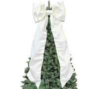 Extra Large Satin Christmas Bow, 56 x 142 cm Luxurious Silk Bow Ribbons Holiday Tree Decoration, Elegant Silk Ribbon Ornament for Indoor Decor (White)