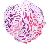 Extra Large Satin Shower Cap for Long Hair Women Purple | Double-layer Elastic Design, Waterproof for Conditioning Treatments and Dyeing, Cute Delicate Pattern Finish