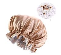 Extra Large Satin Silk Bonnet Sleep Cap Soild Color Chemotherapy Shower Caps Premium Elastic Band Hats Satin Bonnets-Khaki,Czech Republic