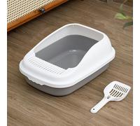 Extra Large Semi-Closed Cat Litter Box with Removable Splash Wall, Non-Stick Surface, Odourless & Easy to Clean, Includes Litter Scoop, Perfect for Multi-Cat Homes