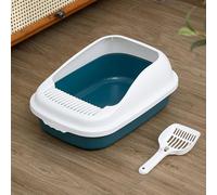 Extra Large Semi-Closed Cat Litter Box with Removable Splash Wall, Non-Stick Surface, Odourless & Easy to Clean, Includes Litter Scoop, Perfect for Multi-Cat Homes