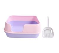 Extra Large Semi Enclosed Cat Litter Box, Splash Proof Kitty Litter Pan with Removable Design and Scoop for Multiple Cats, Durable Plastic Litter Tray for Indoor Use (Pink)