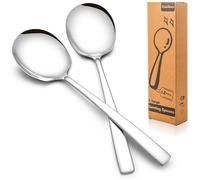 Extra Large Serving Spoons Set 11.7 Inch Silver Serving Utensils 18/8 Stainless Steel Big Metal Spoons for Buffet, Parties, Catering, Banquet - Dishwasher Safe (2-Piece, Silver)