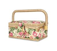 Extra Large Sewing Basket, Vintage Sewing Basket, Household Fabric Craft Handmade Sewings Baskets Thread Needle Storage Box Organizer (Garden rose)