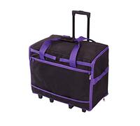 Extra Large Sewing Machine Trolley Bag on Wheels | Black with Purple Trim | 63 x 43 x 30cm | Sewing Machine Storage for Janome, Brother, Singer, Bernina and Most Machines