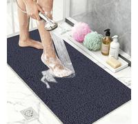 Extra Large Shower Mat 32"x24",Fast Drying Foot Scrubber Mats, Non Slip Bath Mat for Inside Shower, PVC Loofah Bathroom Mats for Wet Areas, Bathroom Floor, Poolside Entryway, Blue