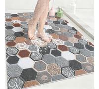 Extra Large Shower Mat Non Slip Anti Mould for Elderly: 80x120cm Quick Drain Loofah Shower Mats for Inside Shower, Soft PVC Non Slip Shower Tray Mat for Bathroom Holtel Wet Shower Areas, Cut to Size