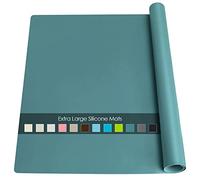 Extra Large Silicone Countertop Mat, Silicone Table Mat Kitchen Counter Protector Nonslip Heat Resistant Silicone Desk Mat for Crafts Kids Dinner Placemat Pastry Dough Rolling Mat, Dark Green