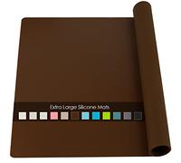 Extra Large Silicone Mat, Kitchen Counter Mat Placemats for Kids Silicone Mats for Countertop, Nonstick Silicone Table Mat for Baking Pastry Crafts Heat-Resistant Silicone Pad, 28'' x 20'', Coffee