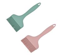 Extra Large Silicone Pastry Brush - Heat Resistant Extra Wide Basting Brush - Dishwasher Safe Oil Brush for Cooking, Baking, Grilling, and Spreading Oil, Butter, BBQ Sauce or Marinade (Pink,Green)