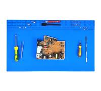 Extra Large Silicone Soldering Mat 60cm*35cm Heat Resistant 932°F Non-Slip Repair Work Mat Large Solder Mat for BGA and Gun Soldering Iron, Electronic, Phone, Laptop Repair (Blue)