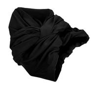 Extra Large Silicone Swim Cap Waterproof for Long Hair Adults | Black Polyester and Silicone Design, Ruched Knot Styling, Non-slip Fit for Bathing and Showering