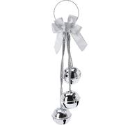 Extra Large Silver Christmas Jingle Bells Door Hanger | Giant Hanging Bell Garland with Bow | Festive Silver Door or Mantel Decoration - 43cm