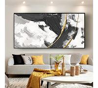 Extra Large Size Canvas Art Abstract Black Framed Pictures For Living Room Home Decor Sofa Background Oil Painting 24x57inch/60x145cm With Black Frame