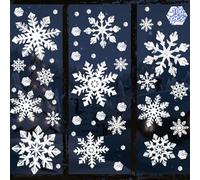 Extra Large Snowflake Window Clings, 106 Pcs Reusable Static Cling Stickers for Glass, Easy Remove Winter Wonderland Christmas Holiday Decor for Home Office Windows